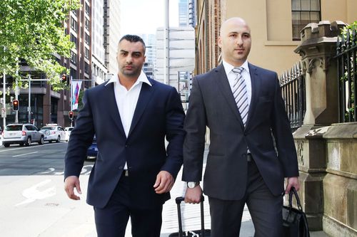 Former bikie boss Mahmoud Hawi (left) arrives at court in 2014. Known as Mick, the Comanchero chief was gunned down in Sydney last week. (AAP)