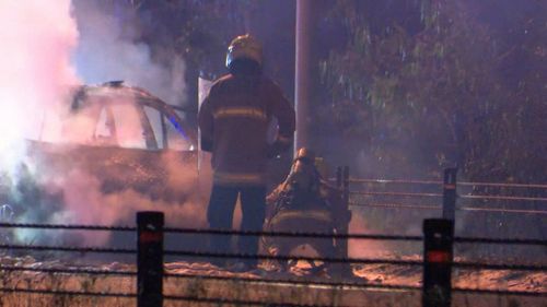 Fire &amp; Rescue NSW attended the scene and extinguished the fire, which forced the closure of the M7 for roughly two hours. (9NEWS)