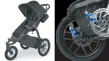 The stroller has a disc brake which could catch a child&#x27;s finger.