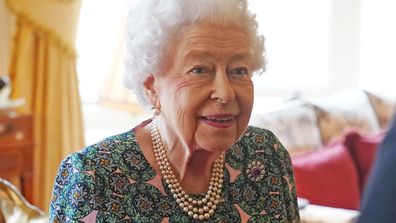 Queen Elizabeth II speaks during an audience at Windsor Castle when she met the incoming and outgoing Defence Service Secretaries at Windsor Castle on February 16, 2022 in Windsor, England. 