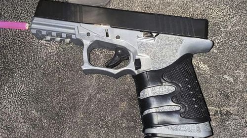 A gun found in the possession of Wesley Brownlee, who was arrested Saturday, Oct. 15, 2022, in connection to a series of shootings