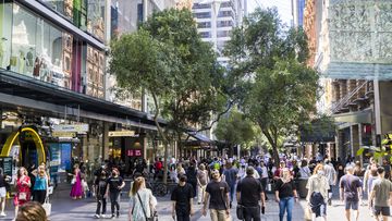 Shoppers at Pitt Street Mall  in Sydney.