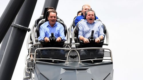 Tim Nicholls braves a rollercoaster. (AAP)