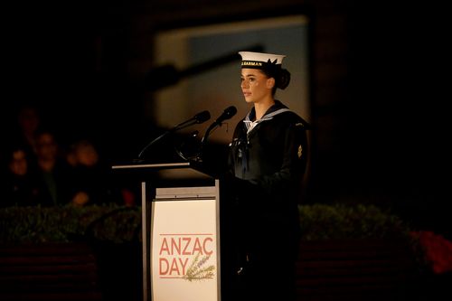 Pre-dawn readings commence before the Dawn Service is held at the Australian War Memorial on April 25, 2024 in Canberra, Australia.  