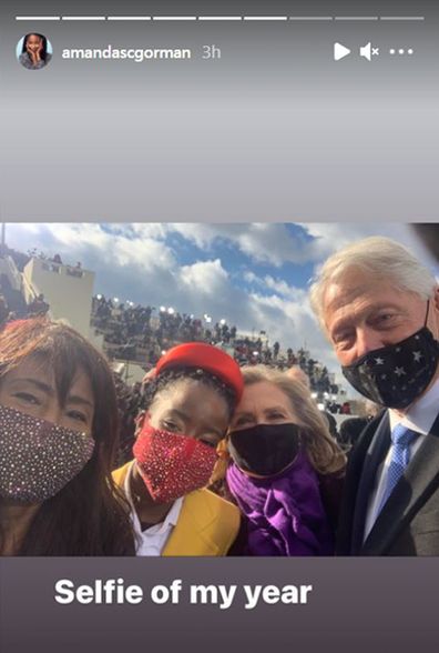 Amanda Gorman with Bill and Hillary Clinton 