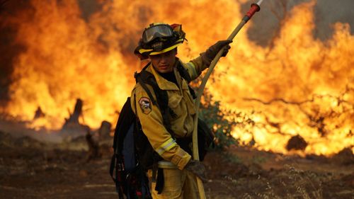 Firefighters are finally beginning to slow the blaze which began on Monday. Picture: AP