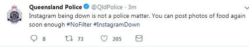 Queensland police posted a warning on Twitter not to contact them about the instagram outage.