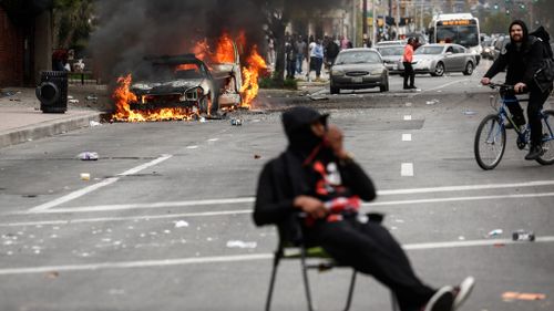 Riots have erupted on the streets of Baltimore after the death of an African-American man in police custody. (Getty)