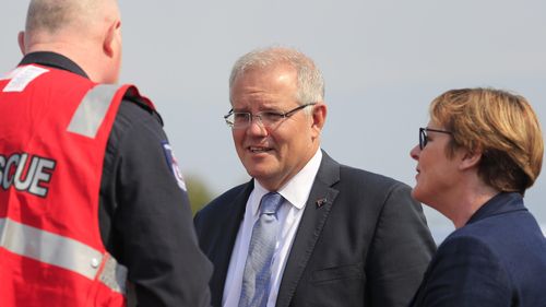 Prime Minister Scott Morrison yesterday visited the Huonville evacuation centre that has become home to hundreds of people.