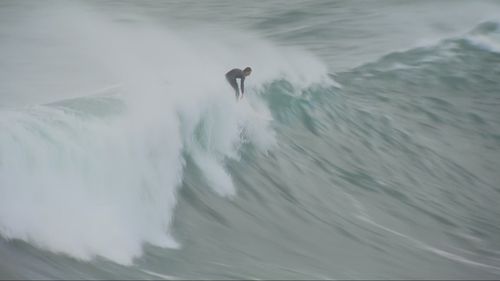 Surfers take to the waves at Bondi.