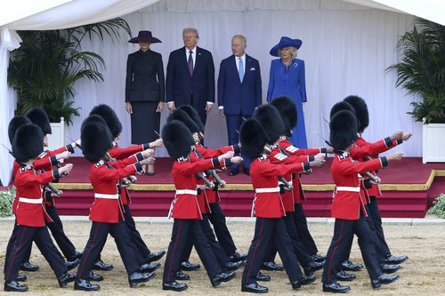 Melania Trump, US President Donald Trump, King Charles III and Queen Camilla