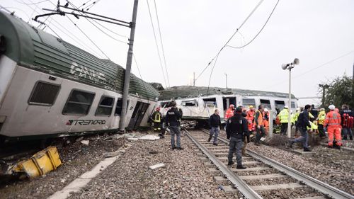 Train carriages were left as crumpled wrecks following the crash. (AAP)