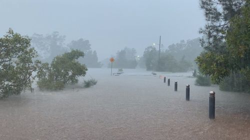 Un parc inondé à Nambucca Heads, au sud de Coffs Harbour.