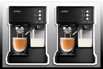 9PR: Sunbeam EM5000K Café Barista Coffee Machine | One-Touch Espresso, Latte & Cappuccino Coffee Maker | 2L Water Tank | Automatic Milk Frother & Removable Milk Reservoir | 15 Bar Pump | Black