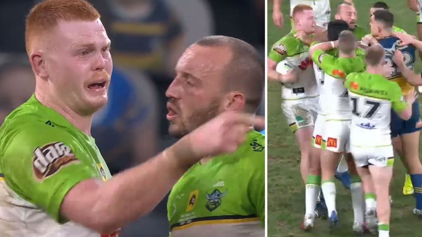 Raiders prop Corey Horsburgh was seen in tears after a melee blew up