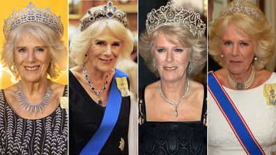 The tiaras worn by Camilla, Queen Consort
