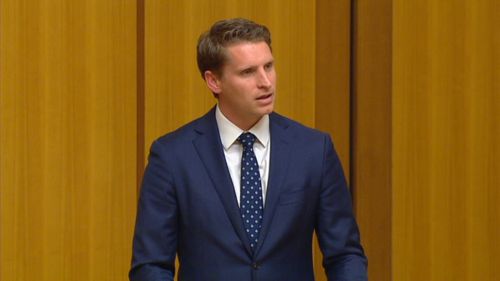 Liberal MP Andrew Hastie told Parliament today that Dr Chau Chak Wing was 'co-conspirator 3' in a bribery scandal that rocked the United Nations in 2015. Picture: 9NEWS