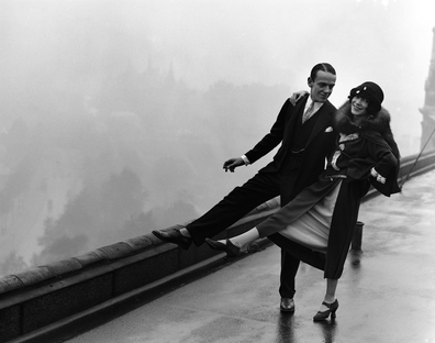 Fred and Adele Astaire pictured dancing together on the roof of the Savoy Hotel in 1926.