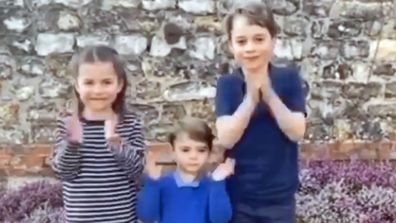 Princess Charlotte, Prince Louis and Prince George clap for carers coronavirus at Anmer Hall in Norfolk