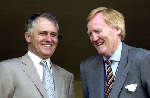 The businessman (pictured with Malcolm Turnbull in 2002) was a prominent Liberal Party figure. (AAP)