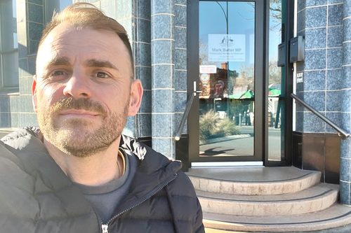 Shane Hryhorec has been using a wheelchair for the past 18 years and ran into an ironic and glaring issue at Health and Disability Minister Mark Butler's office in Port Adelaide.