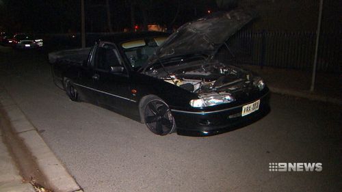 With shredded tyres the chase eventually ended on Tenterden Street in Woodville South. (9NEWS)