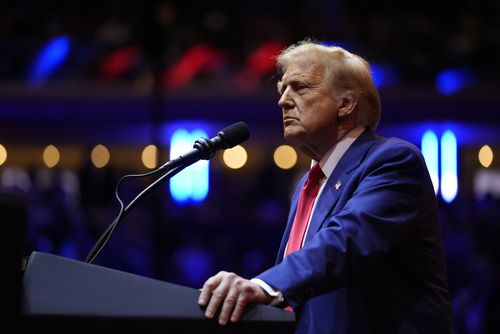 Republican presidential candidate former President Donald Trump speaks at a campaign rally at Madison Square Garden, Sunday, Oct. 27, 2024, in New York. (AP Photo/Alex Brandon)