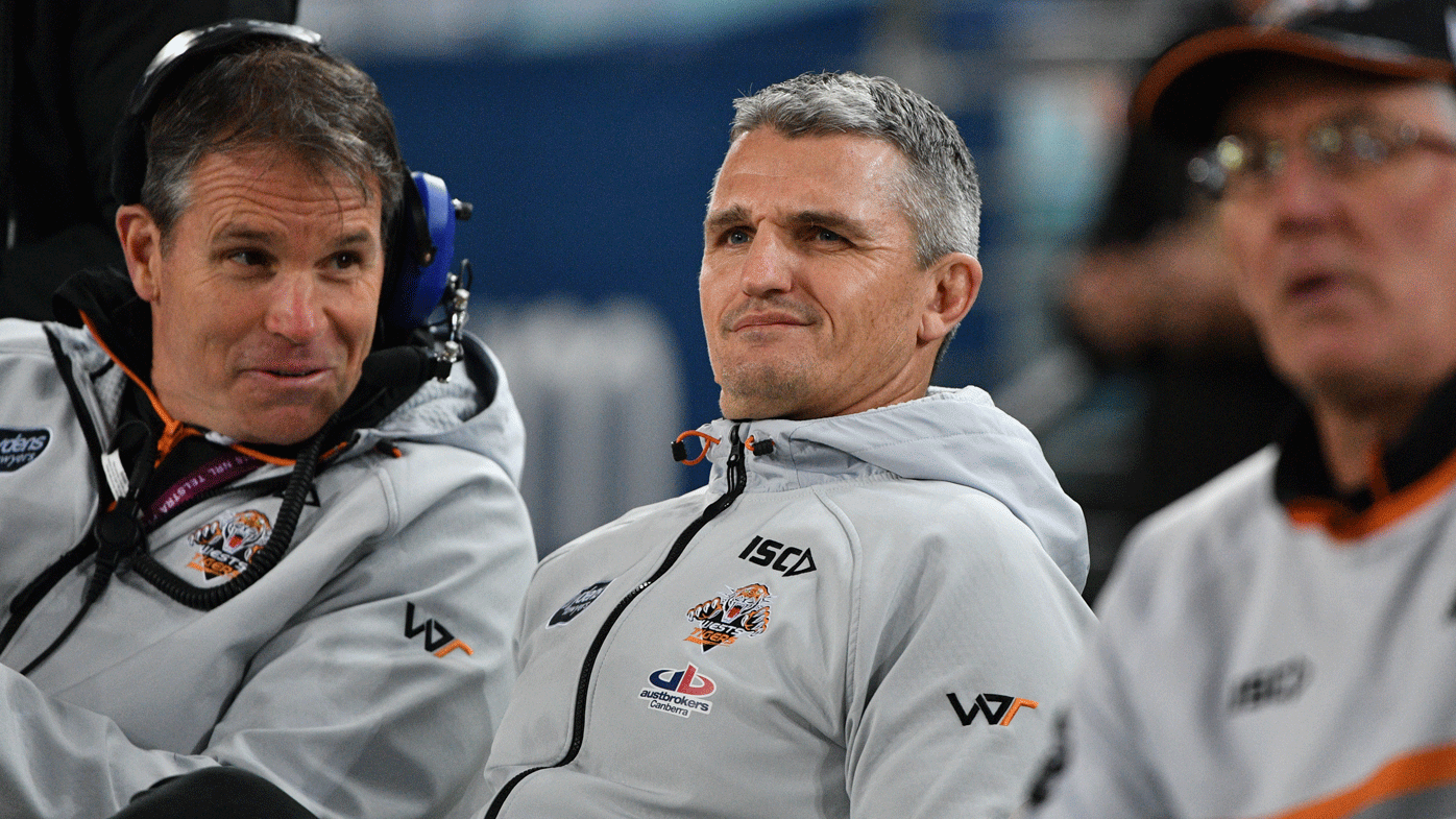 Wests Tigers coach Ivan Cleary (centre) has had a big week.