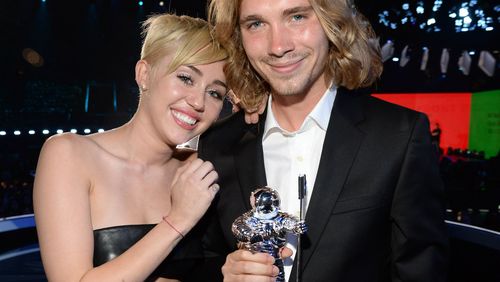 Miley Cyrus and Jesse Helt at the 2014 MTV Video Music Awards
