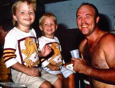 Lincoln Lewis, brother Mitchell Lewis, dad Wally Lewis, football game, Brisbane Broncos, throwback photo, Instagram