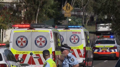 A child is fighting for his life after he was hit by a car in Sydney's west while walking to a bus stop.