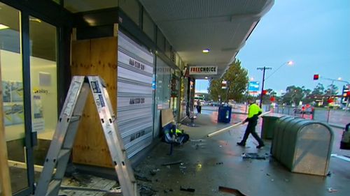 The shopfront sustained major damage during the crash. (9NEWS)