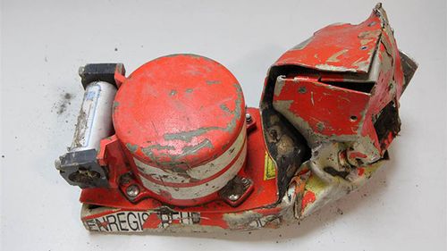 The battered cockpit voice recorder recovered from the crash site of Germanwings Flight 9525.