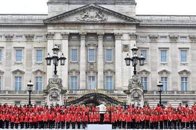 A choir of young children perform during the Platinum Jubilee Pageant in front of Buckingham Palace, in London, Sunday June 5, 2022, on the last of four days of celebrations to mark the Platinum Jubilee.  