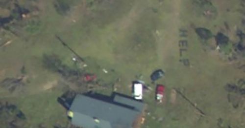 April hand was able to send help to her family in Youngstown, Florida after spotting a "help" sign they spelled out on their lawn.