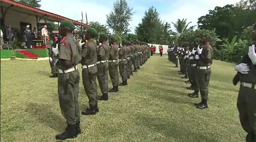 Accompanied by Australian Foreign Minister Julie Bishop, Prince Charles will inspect the recovery efforts in the country in the aftermath of Cyclone Pam which smashed into Vanuatu in 2015. Picture: 9NEWS.