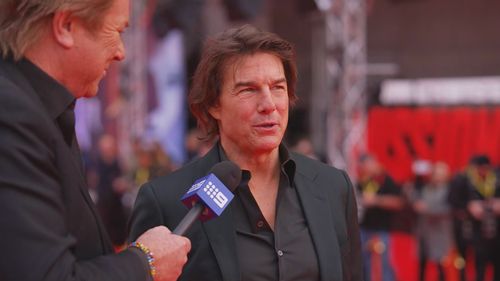 Richard Wilkins and Tom Cruise at Mission Impossible: Dead Reckoning Sydney premiere.