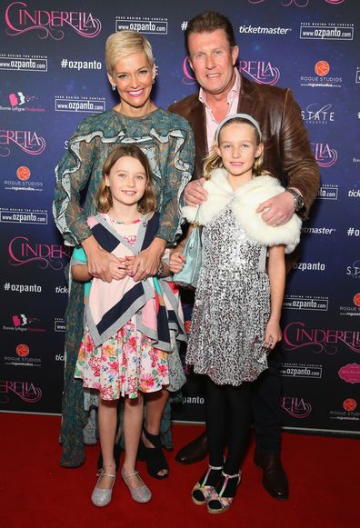 Jessica Rowe, Peter Overton, Allegra Overton and Giselle Overton, arrives ahead of opening night of Cinderella at State Theatre on July 1, 2016 in Sydney, Australia.