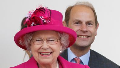 Queen Elizabeth and Prince Edward at a carnival parade as they attend 'The Patron's Lunch' celebrations to mark Queen Elizabeth II's 90th birthday.