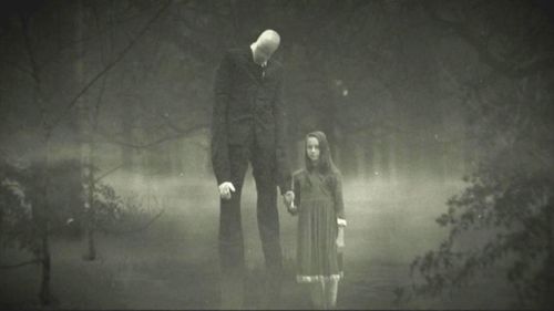 "Slenderman" is a shape-shifting character created on the internet. (Creepypasta)