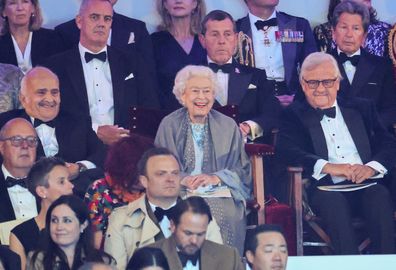 Britain's Queen Elizabeth II arrives for the A Gallop Through History Platinum Jubilee celebration, at the Royal Windsor Horse Show at Windsor Castle, England, Sunday May 15, 2022.