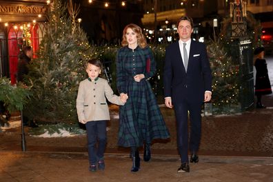 LONDON, ENGLAND - DECEMBER 08: Christopher Woolf, Princess Beatrice and Edoardo Mapelli Mozzi attend The "Together At Christmas" Carol Service at Westminster Abbey on December 08, 2023 in London, England. Spearheaded by The Princess of Wales, and supported by The Royal Foundation, the service is a moment to bring people together at Christmas time and recognise those who have gone above and beyond to help others throughout the year. (Photo by Chris Jackson/Getty Images)