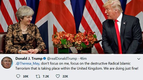 US President Donald Trump has rejected criticism by British Prime Minister Theresa May in a new tweet. (Photo: AP).