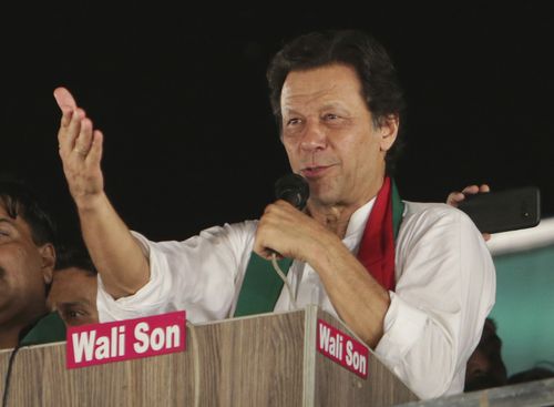 Cricketer turned politician Imran Khan is hoping to unseat the current government. There has been tension and violence in Pakistan sparked by allegations the country's military has secretly backed Khan. Picture: AAP 