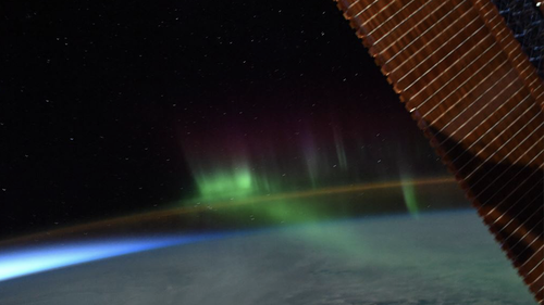 The seven-person ISS crew were treated to the rare sight  402km above the Earth.