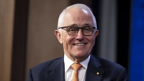 Eski Başbakan Malcolm Turnbull, 8 Kasım 2023'te Canberra'daki Ulusal Basın Kulübü'nde yaptığı konuşma sırasında.