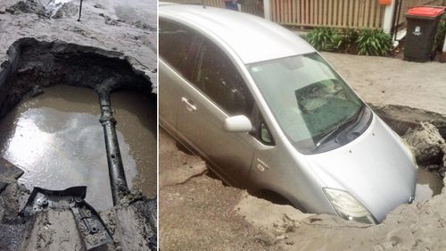 Newcastle sinkhole sucks up man's car