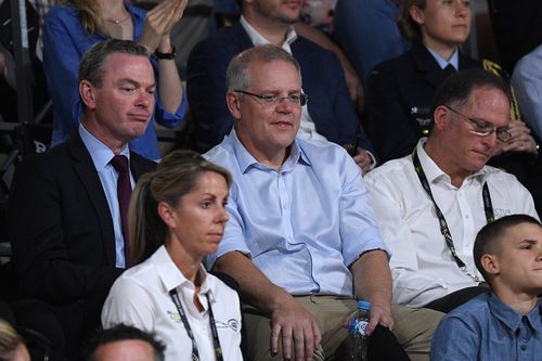 Mr Morrison took in the wheelchair basketball final with Christopher Pyne this afternoon.