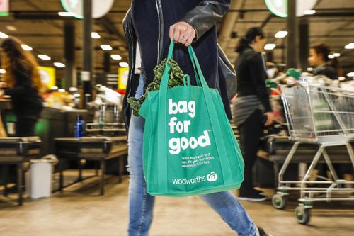 The decision comes as a backflip on a plastic bag ban Woolworths put in place nine days ago. Picture: AAP.