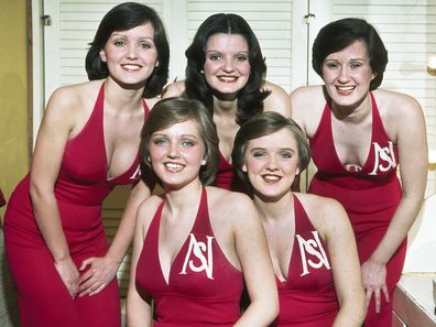 Portrait of the Irish girl group The Nolans, London, England, 1981. 